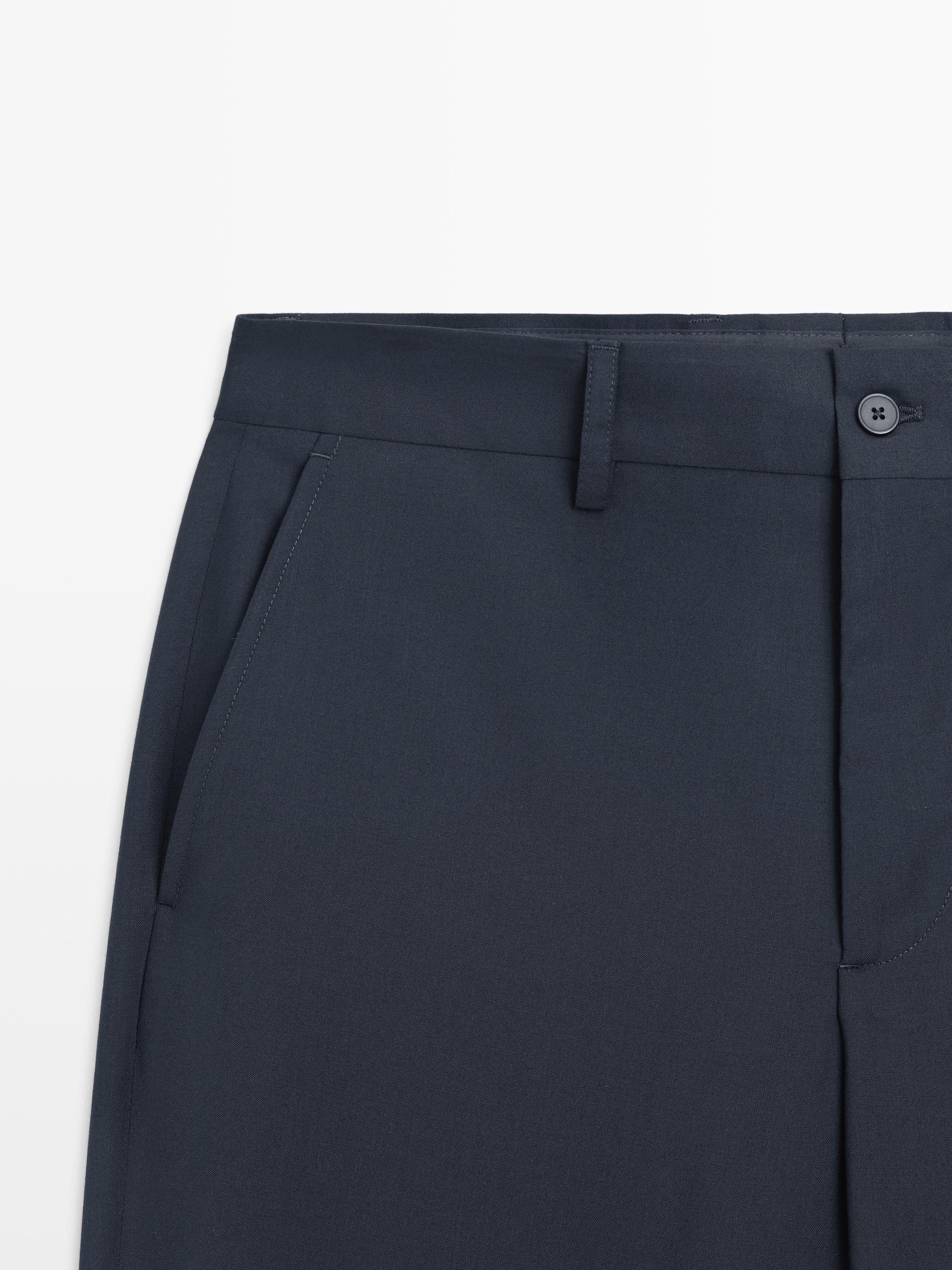 Pantalon de costume wide leg en laine froide
